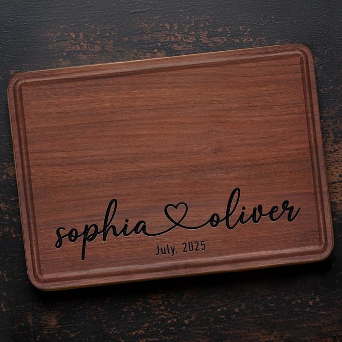Custom Wedding Gifts for Couples 2025, Personalized Engraved Cutting Board for Couples, Parents, Custom Couple Gift Ideas for Christmas, Wedding, Anniversary, Engagement, Housewarming