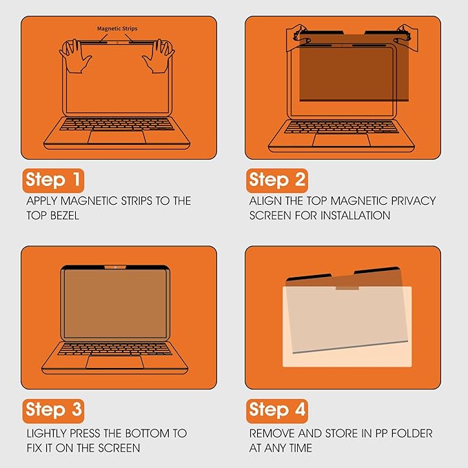 BSPROTE Magnetic Laptop Privacy Screen 15.6 Inch 16:9- Removable Anti-Glare Blue Light Filter, Computer Privacy Screen Shield Compatible with 15.6'' Hp Acer Asus Lenovo Dell Samsung Portable Monitor