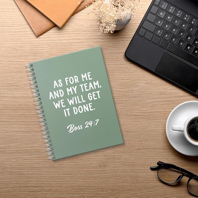 Msticey As For Me And My Team We Will Get It Done 160 Blank Pages Green Hardcover Spiral Notebook, Appreciation Gifts for Men Manager Supervisor Leader Coworker Colleague, Funny Boss Day Gifts