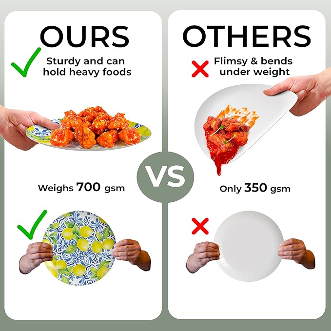 Trendables Floral Paper Plates 8.5 Inch & 10.5 Inch 80 Pcs Dinner Plate Set Fancy Disposable Plates for Party for 40 Guests 40 X 8 & 40 X 10 Large & Small Paper Plate Set for Parties Tuscan