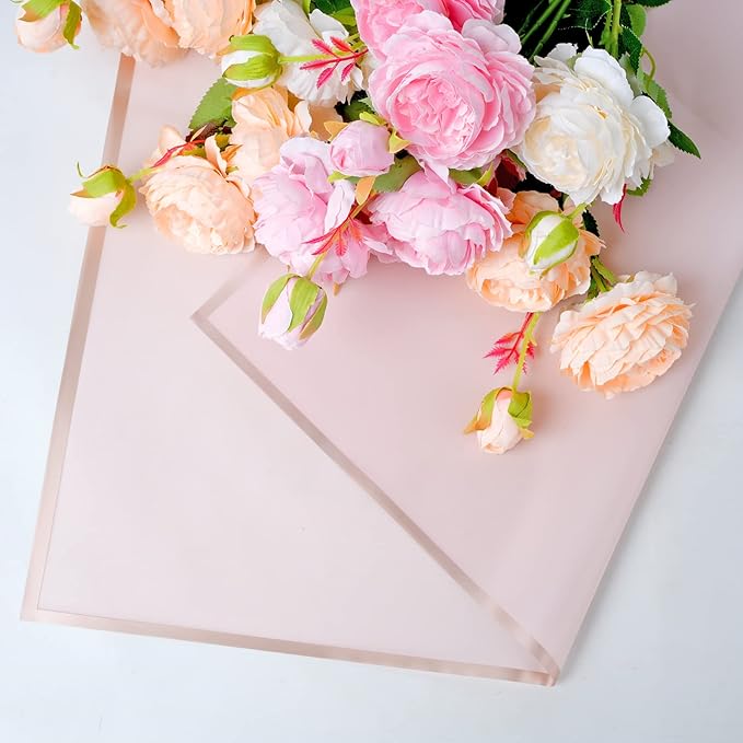 Kosotody 40 Sheets Pink Color Flower Wrapping Paper Gold Edge Waterproof Florist Bouquet Supplies Flower Paper for Bouquets DIY Crafts Packaging, 22.8x22.8 inch (Pink series)…