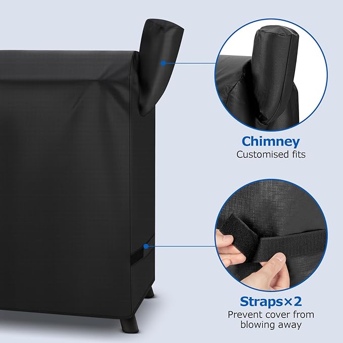 SunPatio Grill Cover for Traeger 22 Series, Heavy Duty Waterproof Wood Pellet Smoker Cover, UV Resistant Full Length BBQ Protector, Compatible with Lil' Tex Grill and More, All Weather Protection