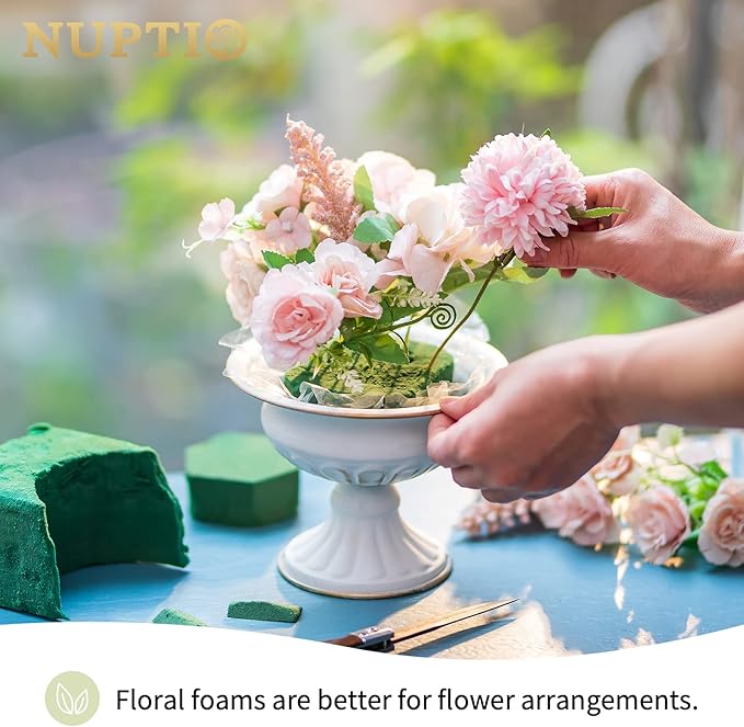 Nuptio Pcs of 2 Mini Sized Metal Urn Planter Elegant Wedding Centerpieces Vase for Wedding Party Decoration, 12.6cm/4.96" Tall Trumpet Vase Flower Holder for Anniversary Ceremony, White