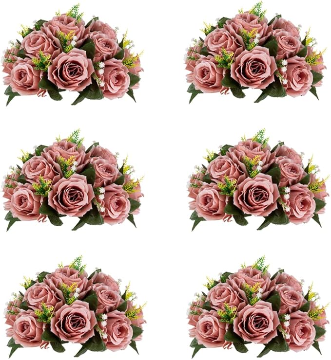 Flower Centerpieces for Wedding Tables: Wedding Table Decorations Dusty Rose Flower Balls Centerpieces for Engagement Cerebration Party Center Pieces 6 Packs