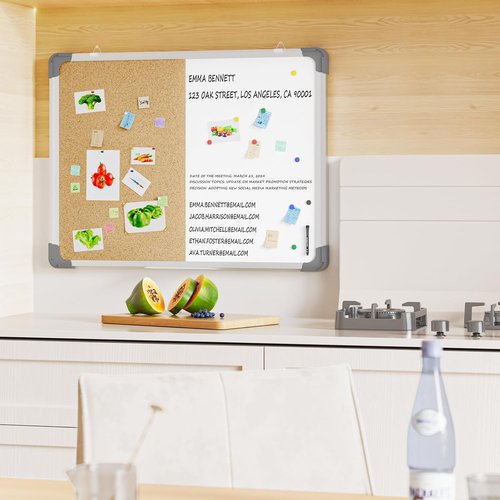 Cork Board & White Board Combo by [Brand Name] - 24x18 Inch for Office, Home & School | Includes Markers & Eraser