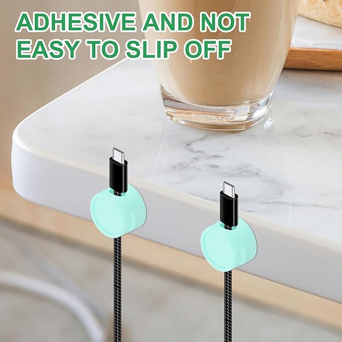 PATIKIL Cable Organizer Holder, 3 Pcs Magnetic Spring Desk Cable Management Clips Adhesive Cord Holder Keeper for Office Desktop Wall Car, Blue