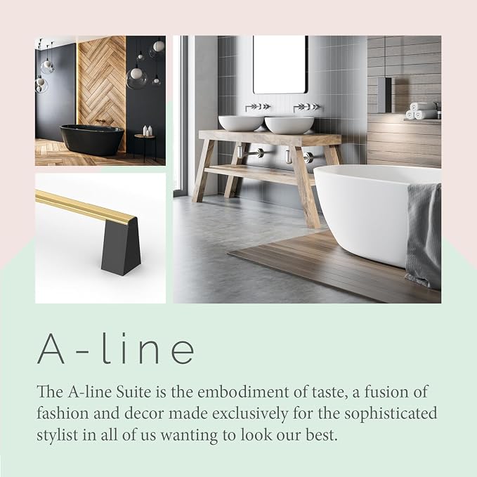 Gatco 5670 A-Line Towel Bar, 24 Inch, Brushed Brass Matte Black Combo