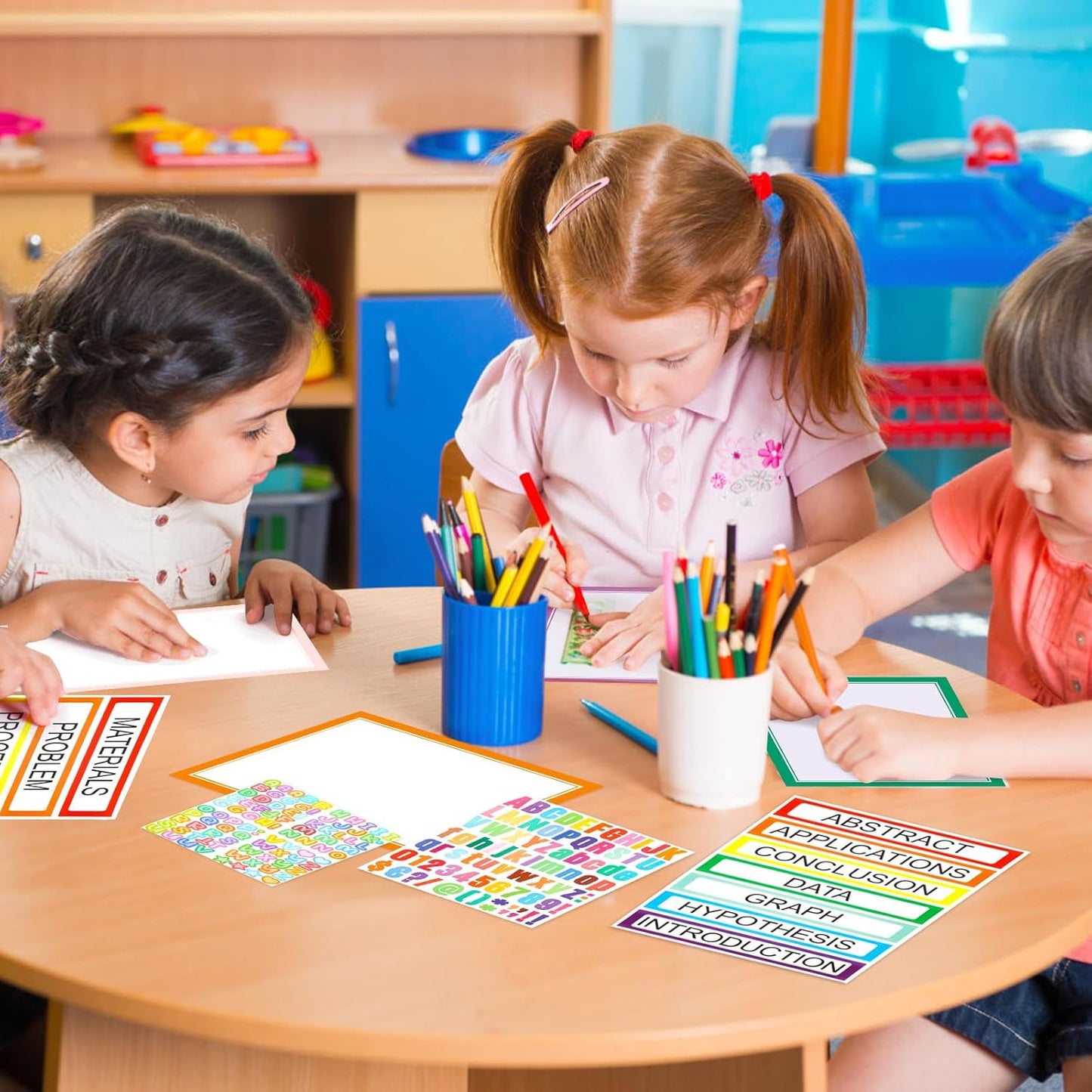 VinTS Colorful Self-Adhesive Science Fair Display Boards - 22 Sheets of Personalized Letter Stickers for Classroom & Office