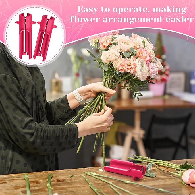 Lasnten 2 Pcs Rose Thorn Stripper Tool Thorn Remover for Roses Leaf Stripper Tool Flower Stem Cleaner Cutter to Removal Leaf for Home Flower Shop Gardening Floral Arrangement (Rose Red)