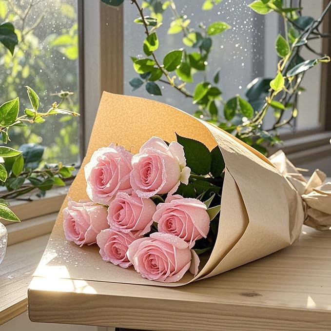 WRAPAHOLIC 20 Sheets Kraft Flower Wrapping Paper - 19.6 x 27.5 inch Solid Kraft Color Floral Bouquet Wrapping, Florist Supplies Packaging Paper for Wedding Birthday Gift DIY