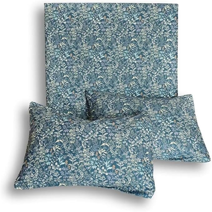 Blue Floral Duvet Cover Queen Vintage Flower Pattern Duvet Cover 100% Cotton Garden Style Comforter Cover Chic Botanical Floral Bedding Sets for Girls Women 1 Queen Duvet Cover with 2 Pillowcases