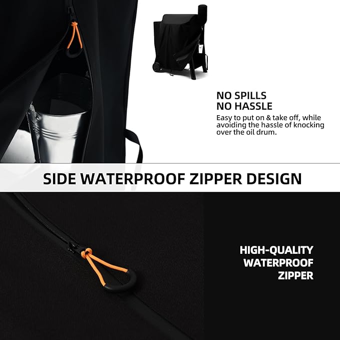 Pellet Grill Cover for Traeger Pro 22/575 Series with Waterproof Zipper, 600D Fade Resistant & Rip-Proof Smoker Fabric, Full-Length Grill Accessories for Century 22 and More (Cover Only)