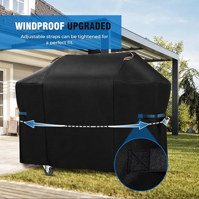 KINGLY Heavy Duty 48 Inch Grill Cover for Weber Spirit 200 and Spirit II 200 Series,600D Waterproof Fade Resistant 48 Inch BBQ Gas Grill Cover for Outdoor Grill with Straps,Compared to Weber 7138