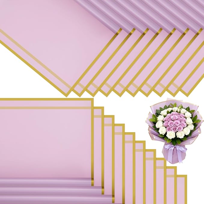 DEWJDFSC 20 Sheets Flower Wrapping Paper,Waterproof Floral Korean Bouquet Wrapping Paper, Florist Supplies, Suitable for Flowers Gift Packaging （Purple-2）