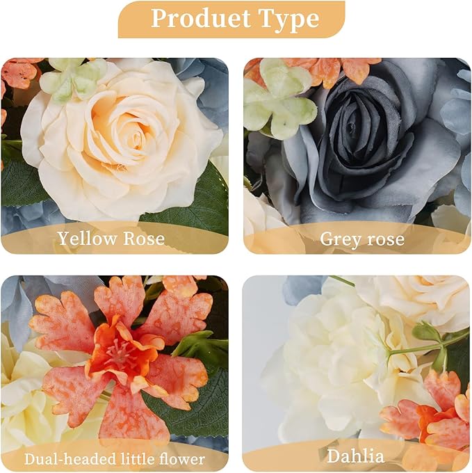 Flower Centerpieces for Tables - 10 Pack Wedding Arch Artificial Flowers Grey Arrangements Center Piece for Reception, Living Room, Kitchen, Dining Table Runner Decorations