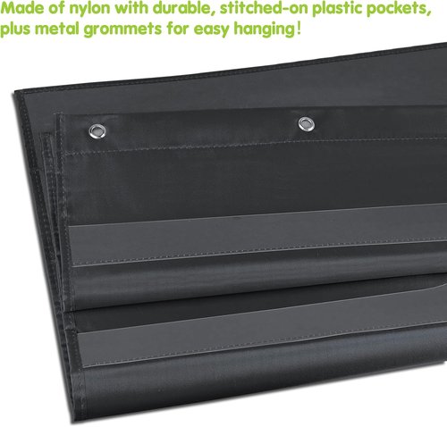 EAMAY Clear 10-Pocket Chart - Ideal for Classroom Lessons | Fits 3” Sentence Strips & Word Cards, Black
