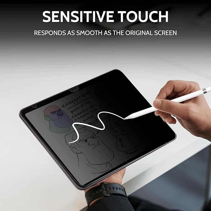 Peslv 360° Privacy Screen for iPad 10th 2022 10.9" & iPad 11th A16 2025 11", Anti Glare Blue Light Spy Filter Private Cover, High Sensitive Bubble-Free Easy Install Black Security Protector