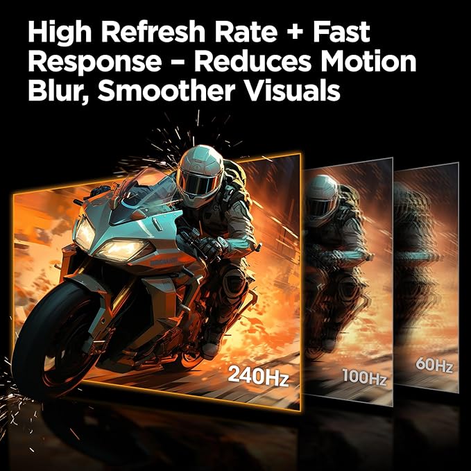 KOORUI 27 inch Gaming Monitor, 240Hz Monitor, 1ms FHD 1080p, Adaptive Sync, 90% DCI-P3 HDMI 2.0/DP 1.4, Xbox PS5 Switch Ready, VESA, Tilt, Black, GN02