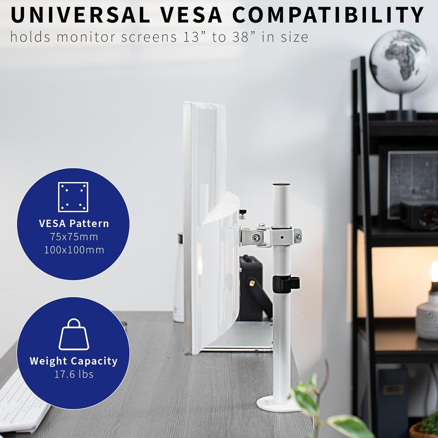 VIVO Heavy Duty Desk Mount for 13-38 Inch LCD Monitors - Supports Ultrawide Screens, White | STAND-V001CW