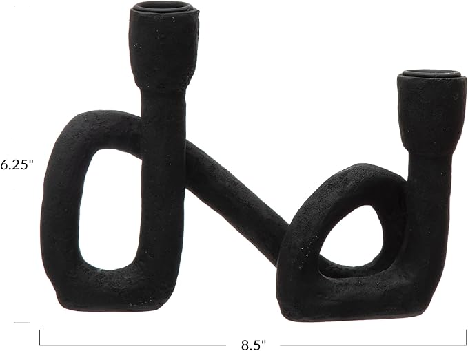 Bloomingville Decorative Resin Double Taper Candle Holder, Black