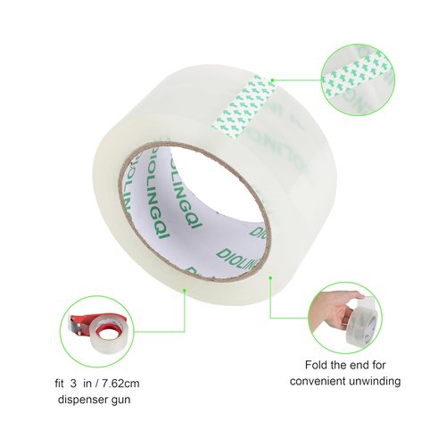 Heavy Duty Clear Packing Tape by [Brand Name] - 4 Rolls, 220 Yards Total, 2.8 Mil Thick, 1.88 Inches Wide