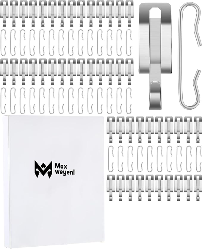 Moxweyeni 96 Pieces Heat Cable Roof Gutter Clips Christmas Light Clips 1.8" De Icing Cable Xmas Light Hooks and Spacers Set Outdoor Decor