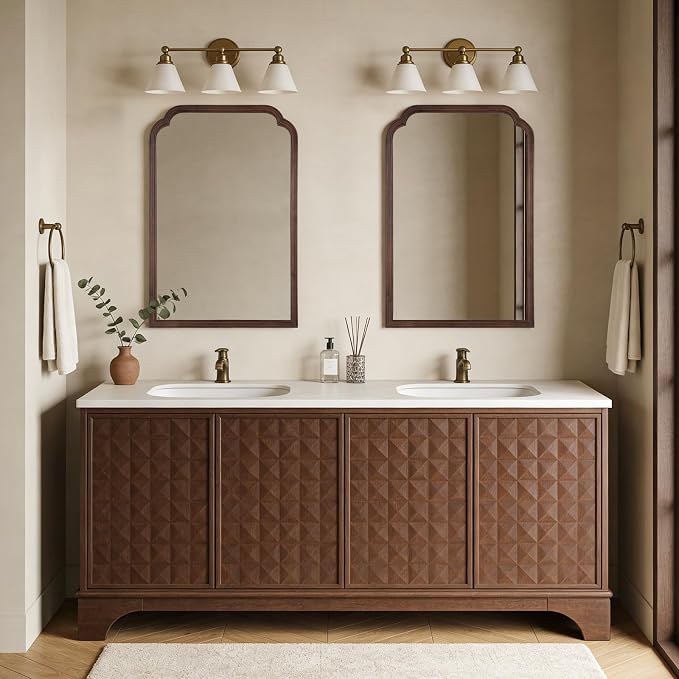 WallBeyond Wooden Framed Wall Mirror, Natural Wood Bathroom Vanity Mirror for Entryway, Living Room or Bedroom Home Decor Vertical or Horizontal Hanging [24" x 36" Walnut Color]