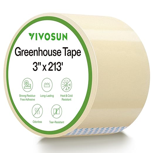 VIVOSUN Greenhouse Repair Tape, 6.3 mil 3" x 213' Weatherproof Clear Poly Patch Tape, Heavy Duty Greenhouse Sheeting Coverings Film Tape for Plastic Sheeting and Tents