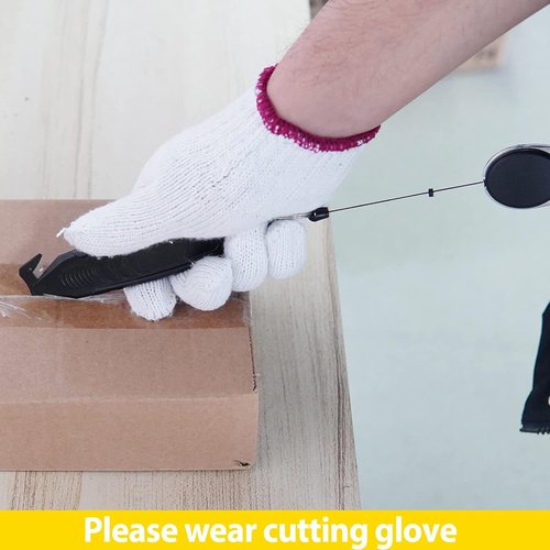 MANUFORE Safety Knife Set - 5 Pack Box Openers with Retractable Key Chains for Easy Cutting
