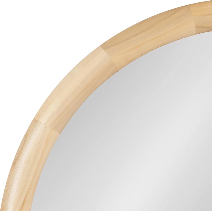 Kate and Laurel Dessa Modern Round Wooden Wall Mirror; 32 Inch Diameter; Natural; Transitional Circle Bathroom Vanity Mirror with Chunky Rounded Profile and Solid Poplar Wood Frame