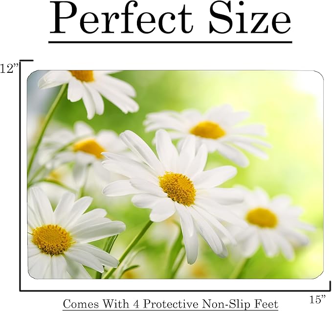 Daisy Floral Pattern Flower Love Kitchen Glass Cutting Board Decorative Valentine's Mother's Day Gift For Her Flowers (Daisy)