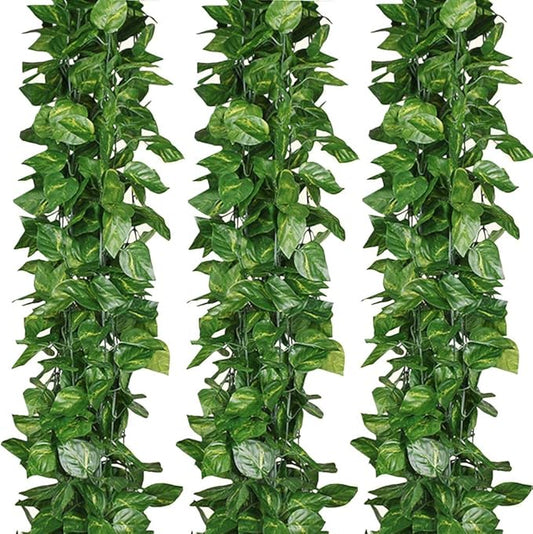 168 feet Artificial Vines Greenery Garland Fake Hanging Leaves Faux Foliage Plants for Wedding Party Garden Home Kitchen Office Wall Decorations (Scindapsus/24 Strands)