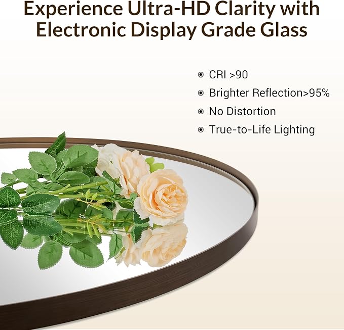 Andy Star Bronze Bathroom Mirror, 24x36 Brushed Bronze Oval Mirror, Oval Wall Mirror, Oval Vanity Mirror Metal Frame Deep 1’’ Hang Vertical or Horizontal