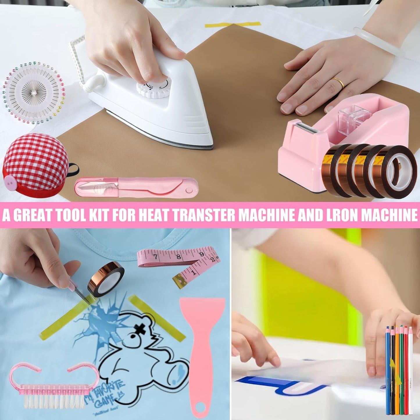 XEUZK Sublimation Shirt Kit - Complete 8T Ruler Set, Teflon Sheets, Gloves & Tape | 12x16in