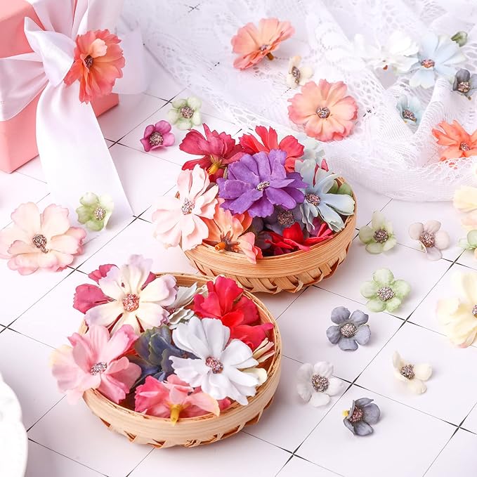Geosar 120 Pcs Small Flowers for Crafts Mini Faux Flowers Artificial Silk Fabric Floral Arrangement Decor for DIY Wreath Bouquets Wedding Shower Home Decor(Multicolor,Classic Style)
