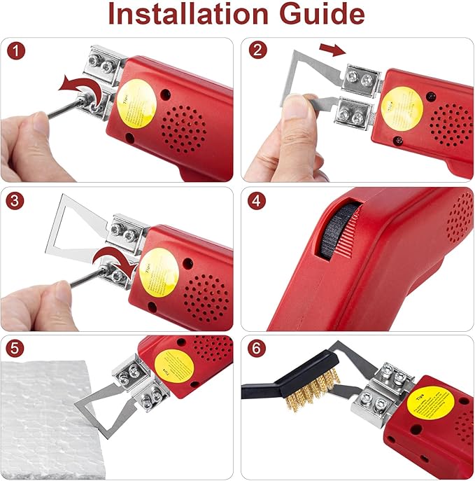 Toemics Electric Hot Knife Foam Cutter – 100W Styrofoam Cutting Tool, 4 Adjustable 50-500°C Blades for Polystyrene, Sponge, Crafts, and Insulation (Red)
