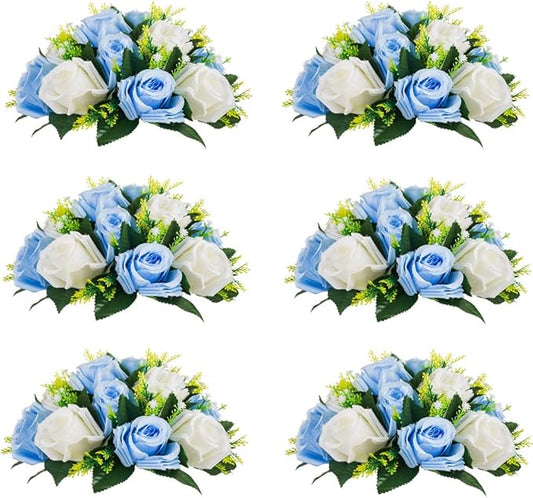 Flower Centerpieces for Wedding Tables: Wedding Table Decorations Blue & White Flower Balls Centerpieces for Engagement Cerebration Party Center Pieces 6 Packs