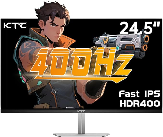 KTC 24.5 Inch 400Hz Gaming Monitor, FHD 1080P 240Hz Computer Monitor, Fast IPS, FreeSync/G-Sync Compatible, HDR400, DisplayPort x2 HDMI x2, VESA, Tilt Adjustable,H25X7