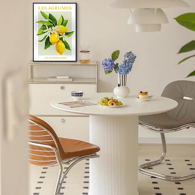SERIMINO Fruit Botanical Wall Art for Kitchen, Lemon Prints Framed Canvas Wall Decor for Floral Dining Room Farmhouse, Watercolor Paintings Room Decor Aesthetic 3 Piece Set, 16"X24"