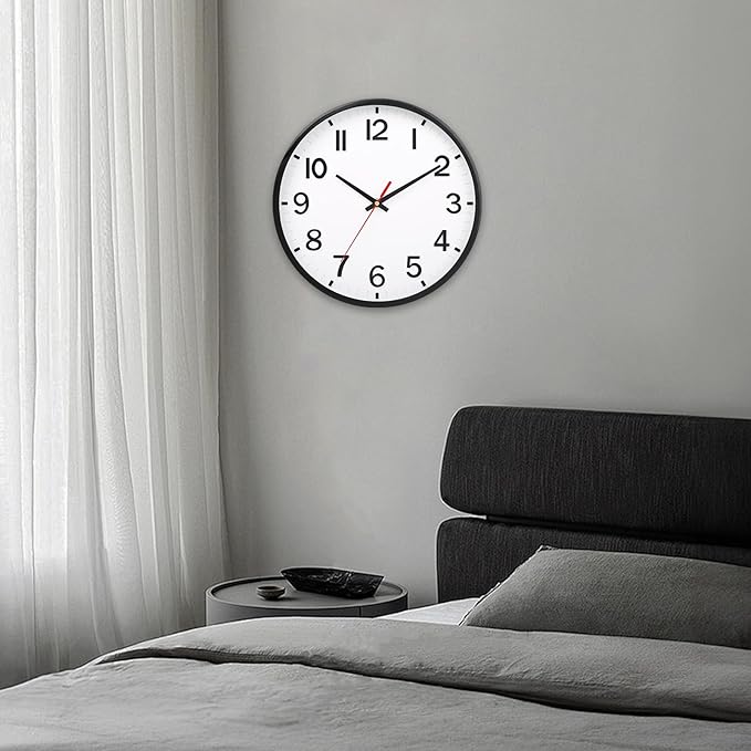 Wall Clocks Battery Operated 8 inch Modern Wall Clock,Silent Non Ticking Wall Clock for Living Room Bedroom Kitchen Office Classroom Decor (White and Black)
