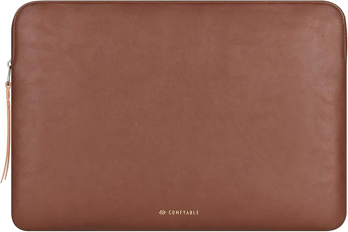 Comfyable Slim Protective Laptop Sleeve Compatible with 13/13.3/14 Inch MacBook Air & MacBook Pro, Mac Travel Case, Laptop Pouch, Slim PU Leather Cover M5/M4/M3/M2/M1 2025-2021, Brown