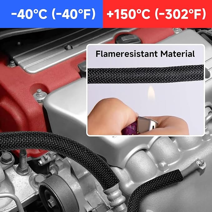 25ft 1/2 inch Cable Sleeve, Wire Loom Twire Protector tubing for USB Cable, Cord Wraps for Electrical Cords, Audio Video Cable, Cable Sleeves Cord Management Protect Cat Chewing