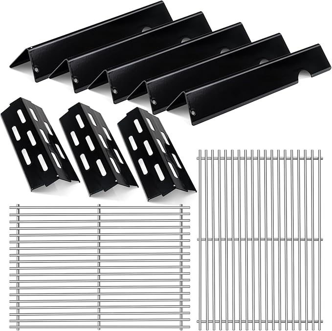 LPTNFRTN Porcelain-Enameled Grill Flavorizer Bar Heat Plates with 2 Pack Stainless Steel Cooking Grates Grill Replacement Parts for Weber Genesis II 300 Series E-310 E-315 E-330 E-335 S-310 S-335