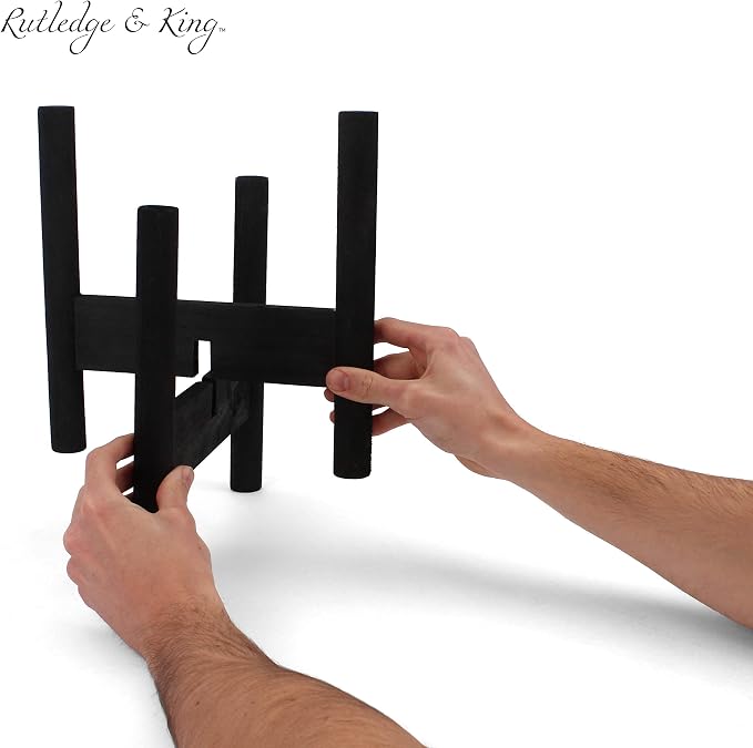 Rutledge & King Mid Century Plant Stand - Modern Plant Stand - Indoor Plant Stand - Wooden Plant Stand - Plant Holder (Small, Aberdeen/Black)