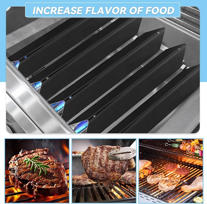 15.3" Flavorizer Bars for Weber Spirit 300 and GS4 Spirit II 300 Series E310 E320 E330 S310 S320 S330 with Front Control Knobs, Porcelain Enameled Steel Grill Heat Plates Replacement for 7636, 5 Pack