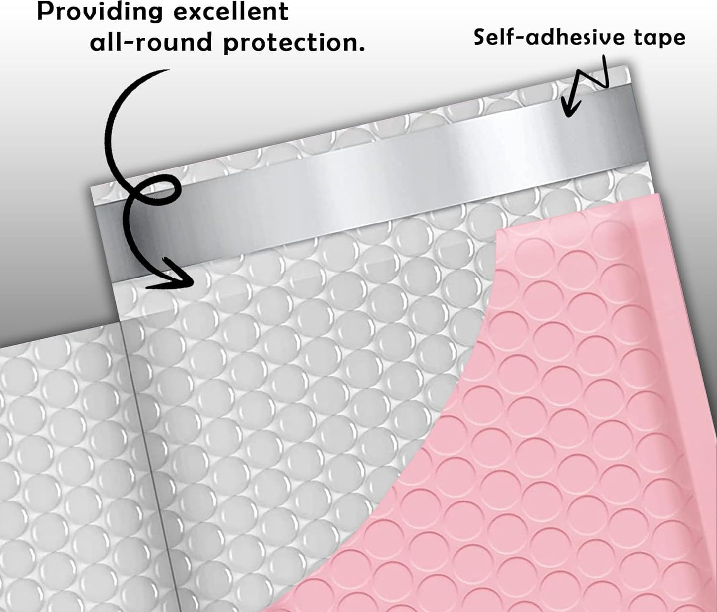 Yens Poly Bubble Mailers - Light Pink Waterproof Self-Seal Shipping Bags | 10.5x16 Inches, 10 Pack
