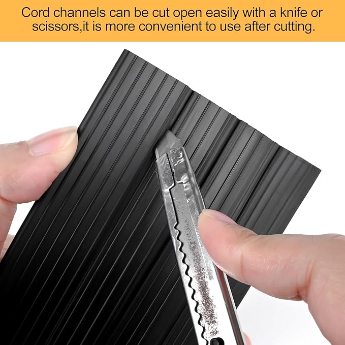 13Ft Cord Cover Heavy Duty Cable Protector 3 Channels Contains Cords Cables and Wires Easy to Unroll-Conceal Wires of Home Office Warehouse Workshop Concerts or Other Outdoors Surround(6.5Ft x 2)
