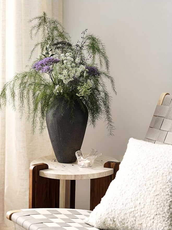 Ceramic Vase - Large 11.8 Inch Tall Floor Vase for Centerpieces, Farmhouse Rustic Minimalist Home Decor for Living Room, Enterway, Wedding (Sandstone Dark Gray)