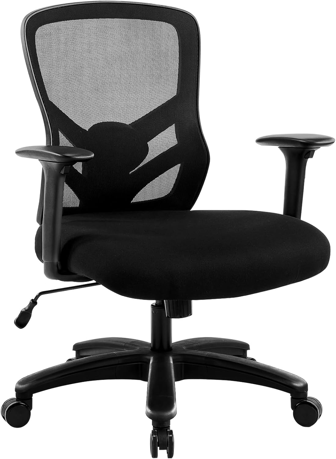 YFO Big and Tall Office Chair - Heavy Duty Ergonomic Mesh with Adjustable Lumbar Support | 500LBS Capacity, Black
