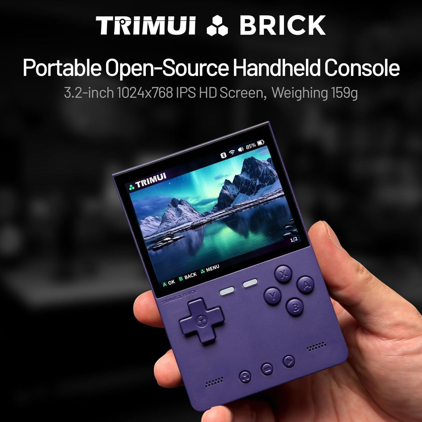 Trimui Retro Game Console - 3.2-Inch IPS Screen, 64G TF Card, 3000mAh Battery | Purple